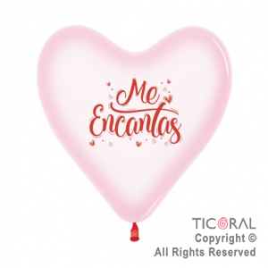 GLOBO S CORAZON 12 CRISTAL PASTEL ROSADO ME ENCANTAS 2C x 50